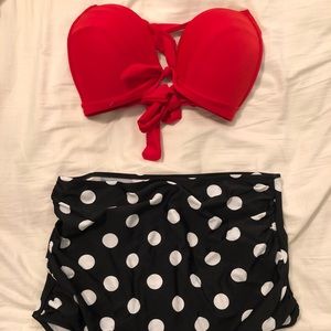 High waist black and red bikini